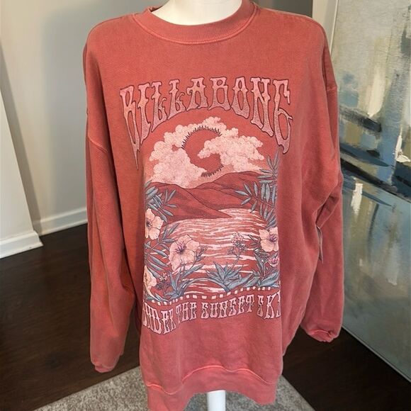 Billabong Tops - Billabong Oversized Ride In Crew Fleece Sweatshirt S